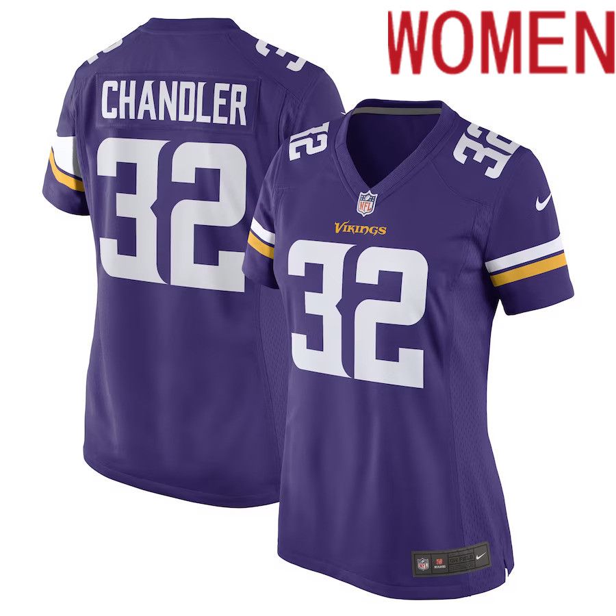 Women Minnesota Vikings 32 Ty Chandler Nike Purple Game Player NFL Jersey